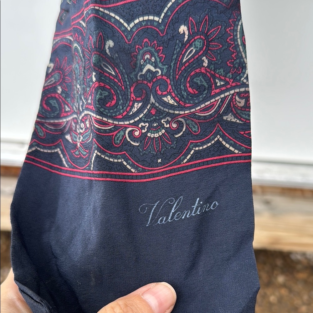 Valentino Chic Navy Geometric silk scarf